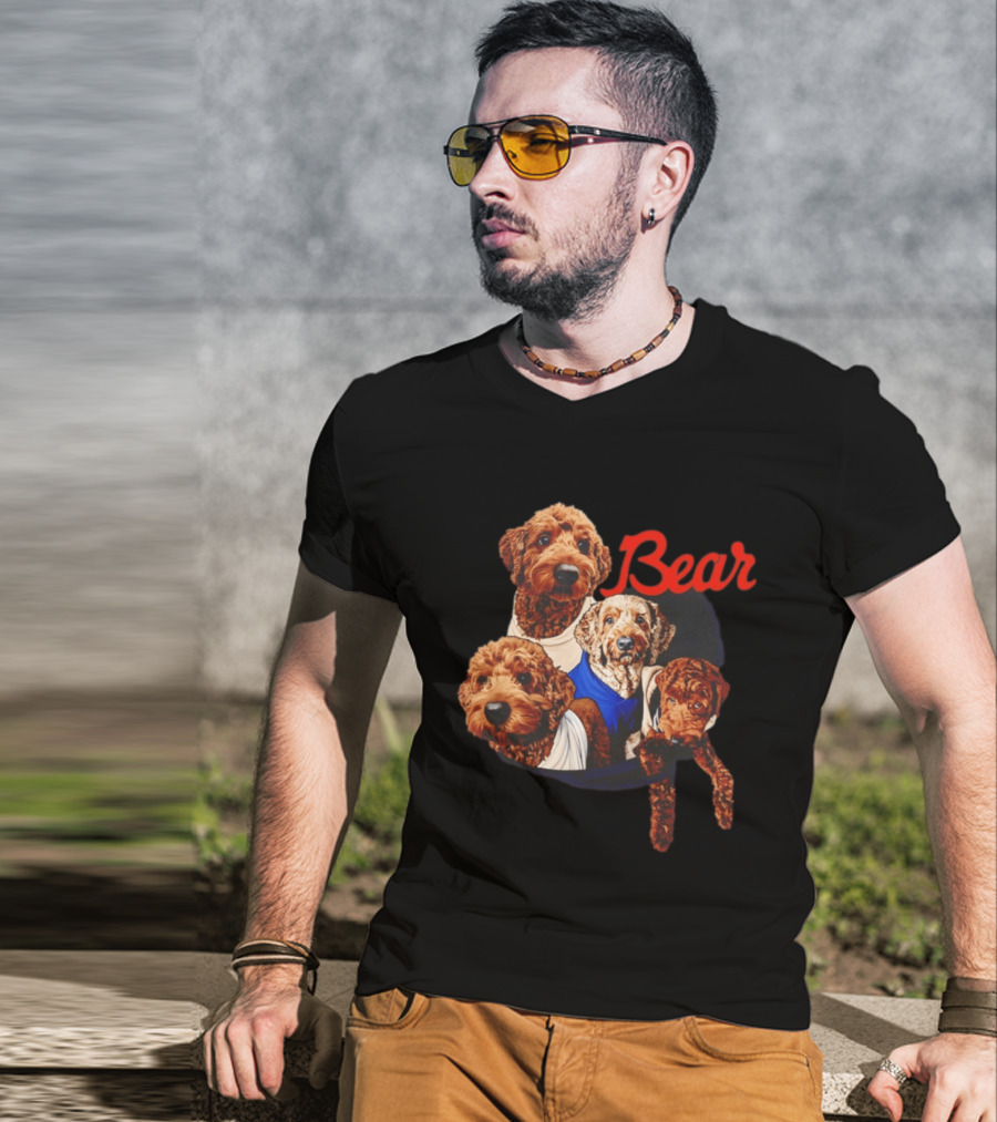 Chicago Bears Goldendoodle Four Dogs Bear T-Shirt