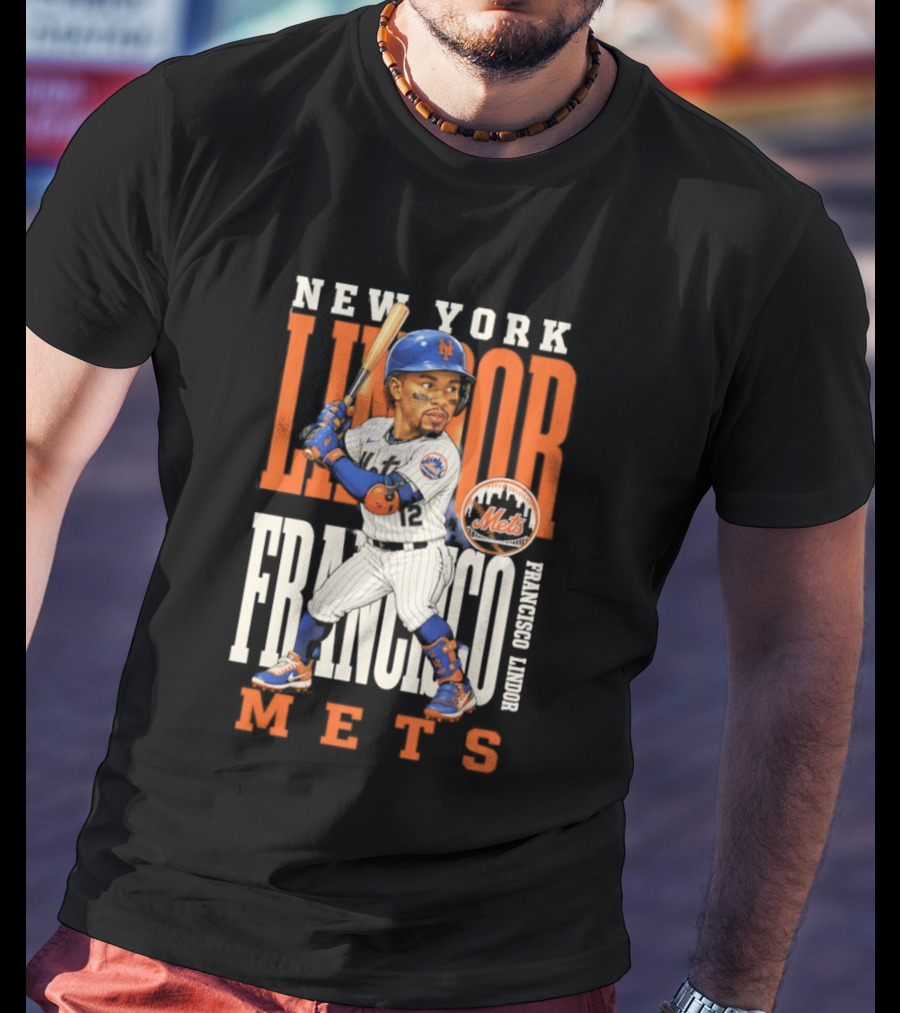 New York Lindor Francisco Mets 2026 Baseball Caricature T-Shirt