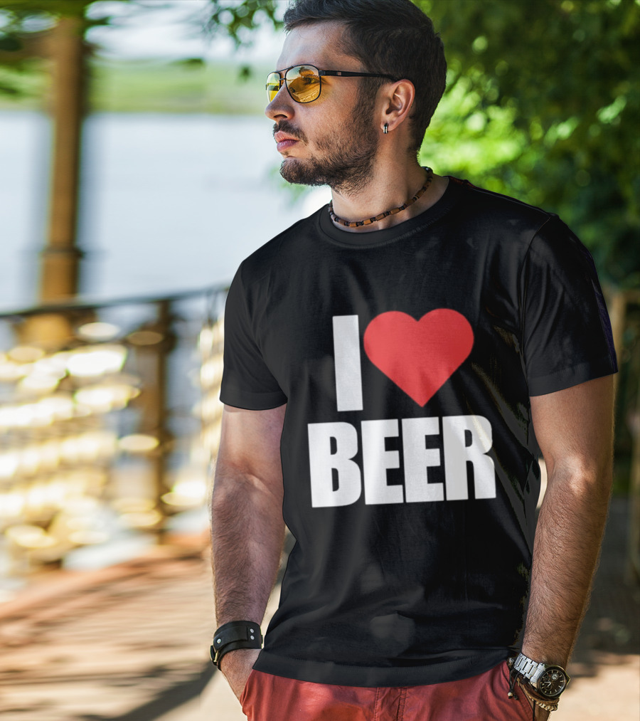 I Love Beer Bold Red Heart T-Shirt