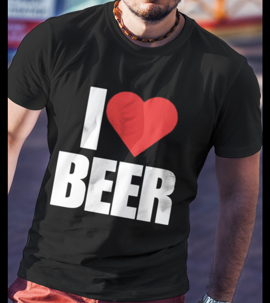 I Love Beer Bold Red Heart T-Shirt