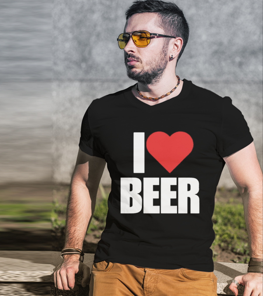 I Love Beer Bold Red Heart T-Shirt