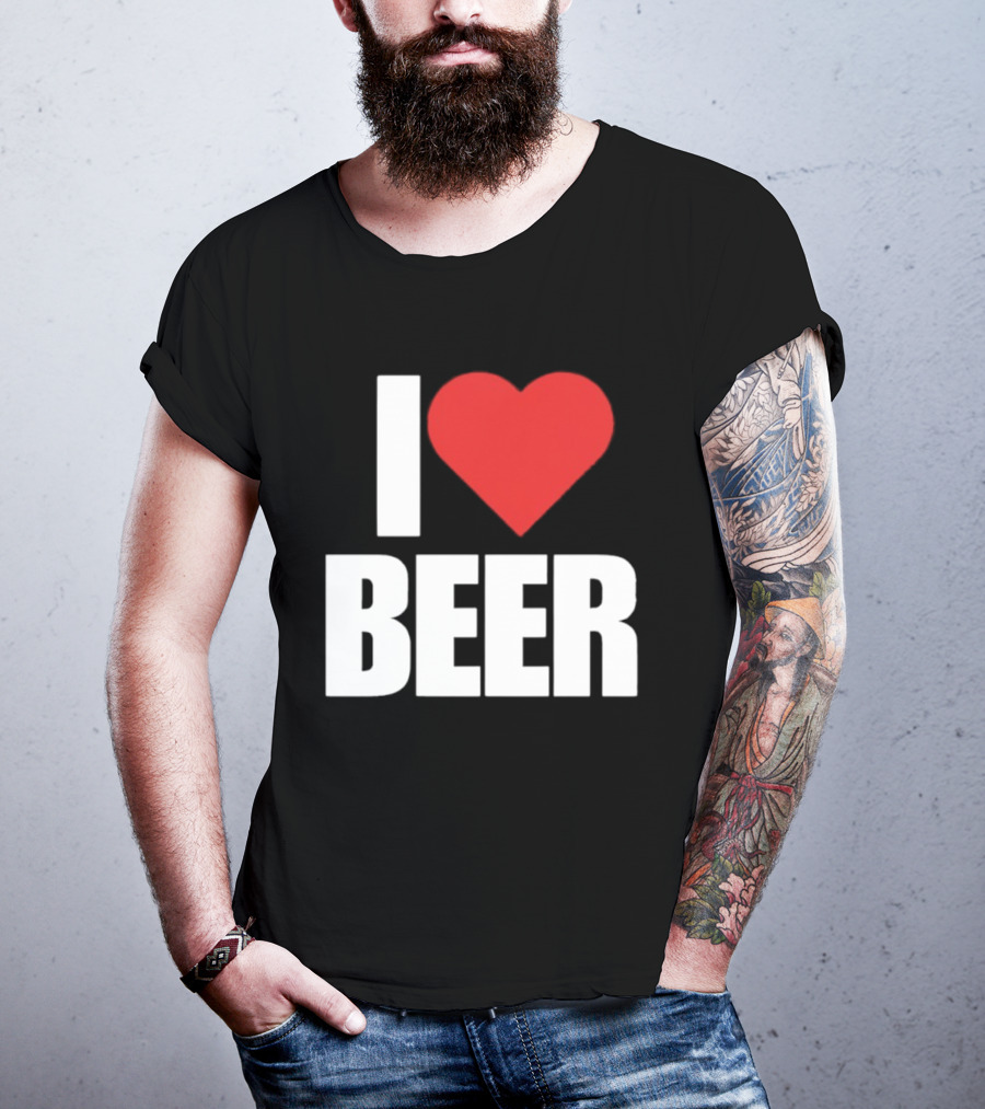 I Love Beer Bold Red Heart T-Shirt