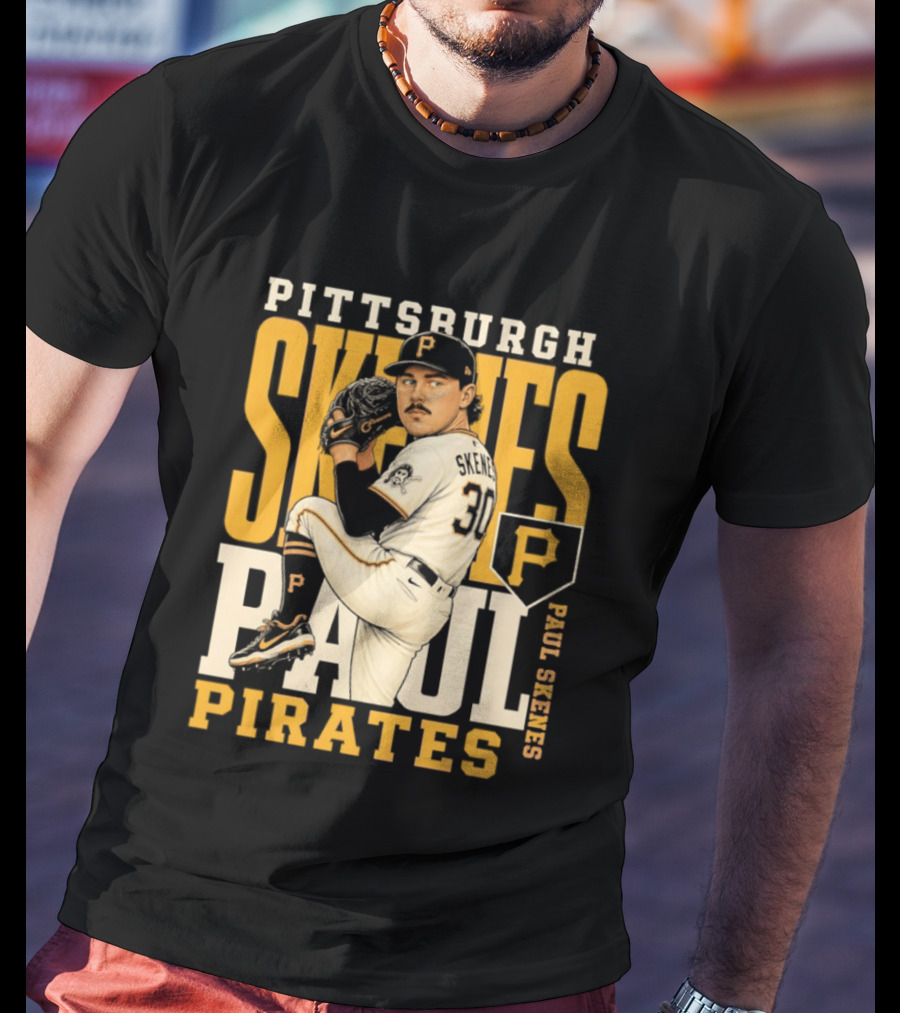 Pittsburgh Pirates Paul Skenes 34 Baseball Player Caricature 2026 Season T-Shirt