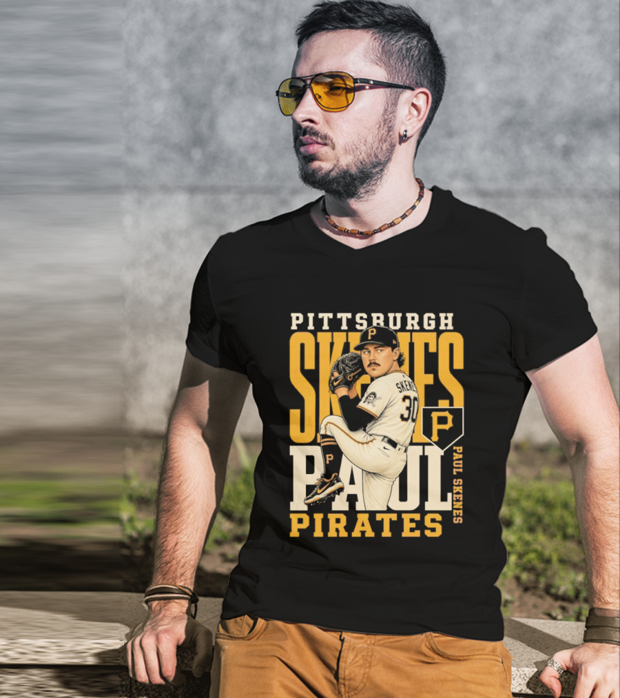 Pittsburgh Pirates Paul Skenes 34 Baseball Player Caricature 2026 Season T-Shirt