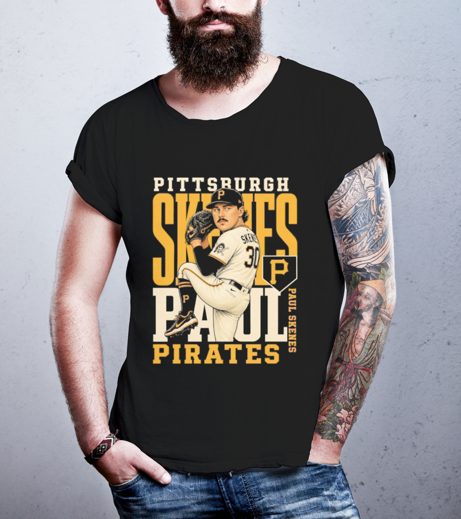 Pittsburgh Pirates Paul Skenes 34 Baseball Player Caricature 2026 Season T-Shirt