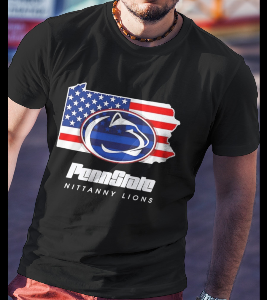 Penn State Nittany Lions Pennsylvania Flag American Pride T-Shirt
