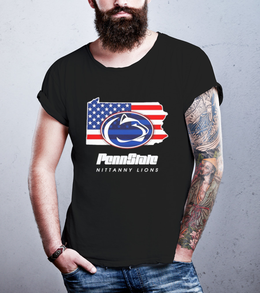 Penn State Nittany Lions Pennsylvania Flag American Pride T-Shirt