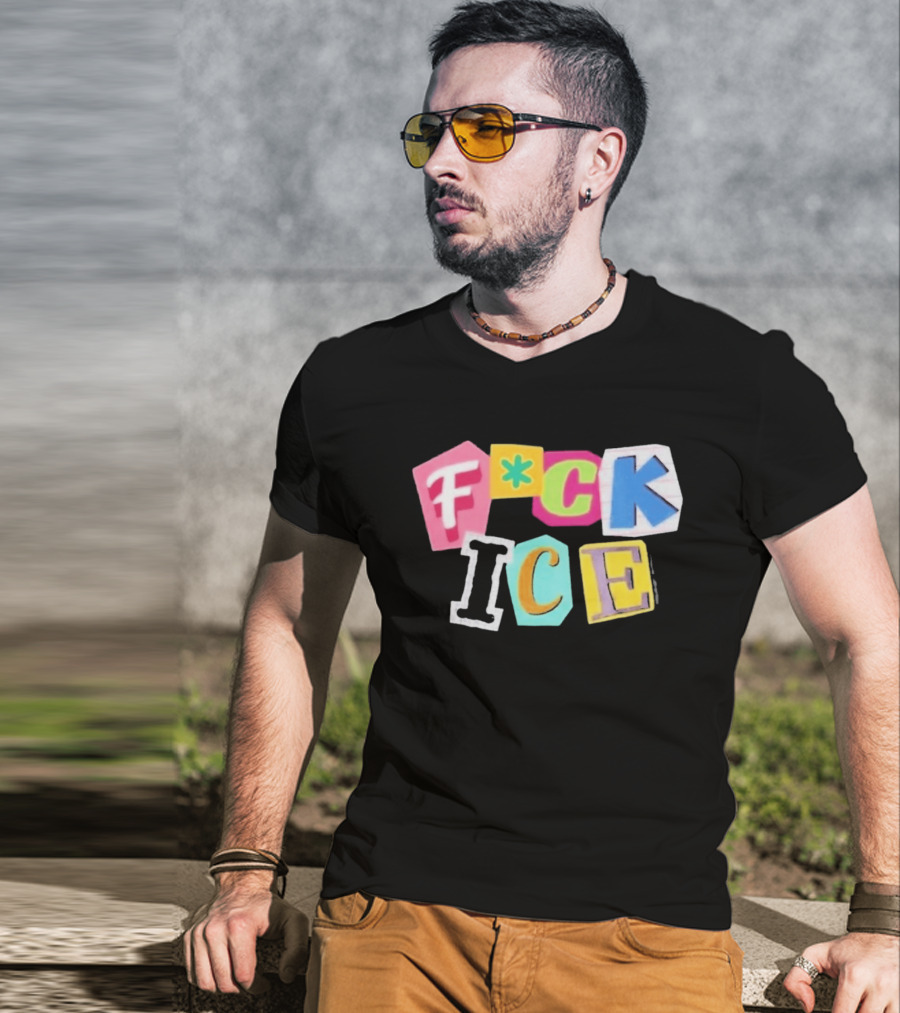 F*ck ICE Imagine Hating Immigrants Colorful Collage T-Shirt