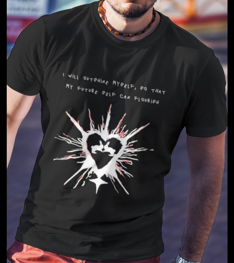 I Will Outshine Myself So That My Future Self Can Flourish Rabbits Heart Motif T-Shirt