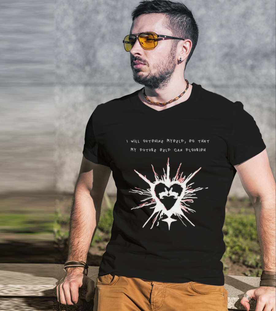 I Will Outshine Myself So That My Future Self Can Flourish Rabbits Heart Motif T-Shirt