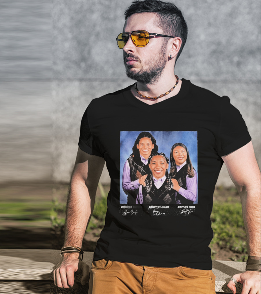 Veronica Burton Gabby Williams Kaitlyn Chen Step Brothers Argyle Sweater Purple T-Shirt