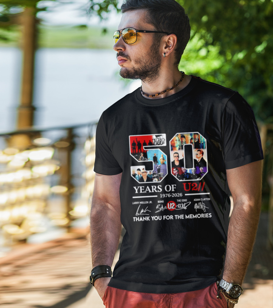 50 Years Of U2 1976 2026 Larry Mullen Jr Bono The Edge Adam Clayton Thank You For The Memories T-Shirt
