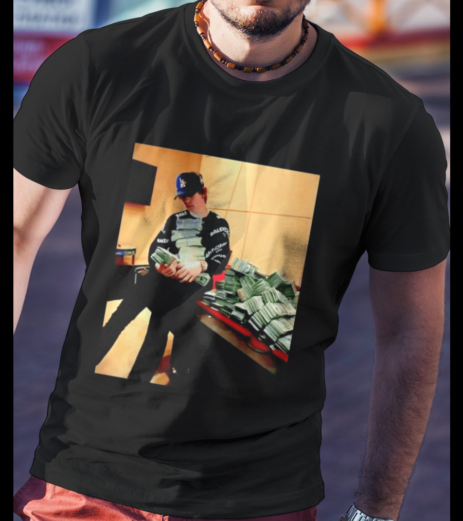 Balenciaga Black Long Sleeve With RALEC And Los Angeles Cap T-Shirt