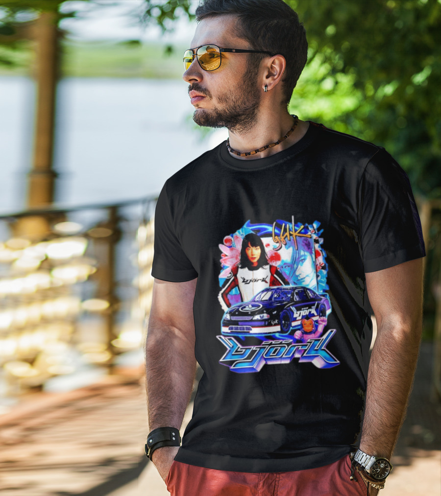 Vintage Bjork Racing Car Graphic Icelandic Music T-Shirt