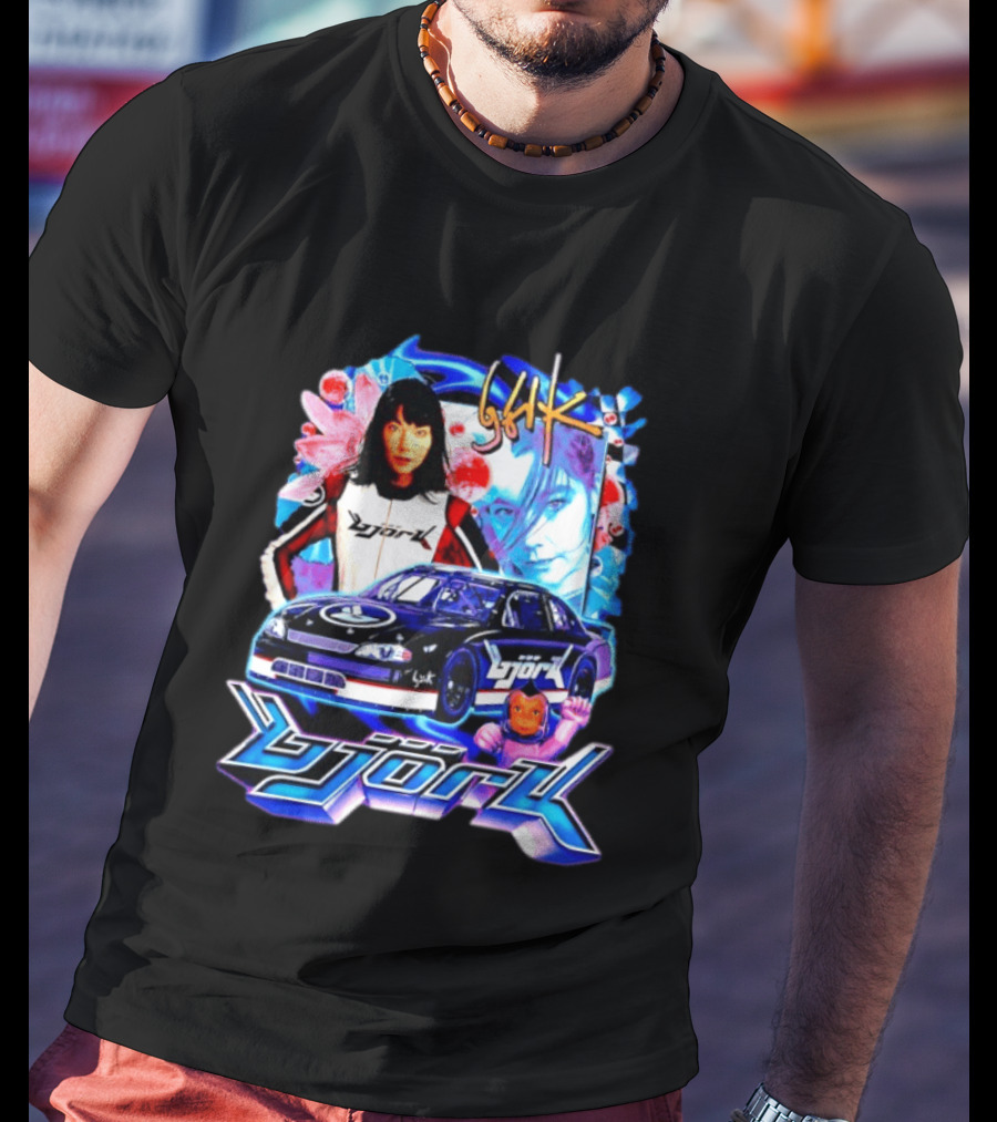 Vintage Bjork Racing Car Graphic Icelandic Music T-Shirt