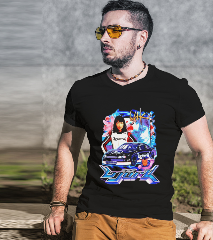 Vintage Bjork Racing Car Graphic Icelandic Music T-Shirt