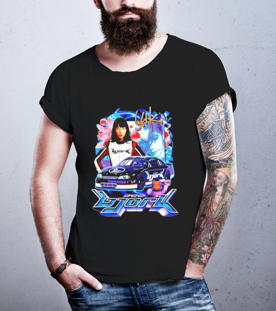 Vintage Bjork Racing Car Graphic Icelandic Music T-Shirt