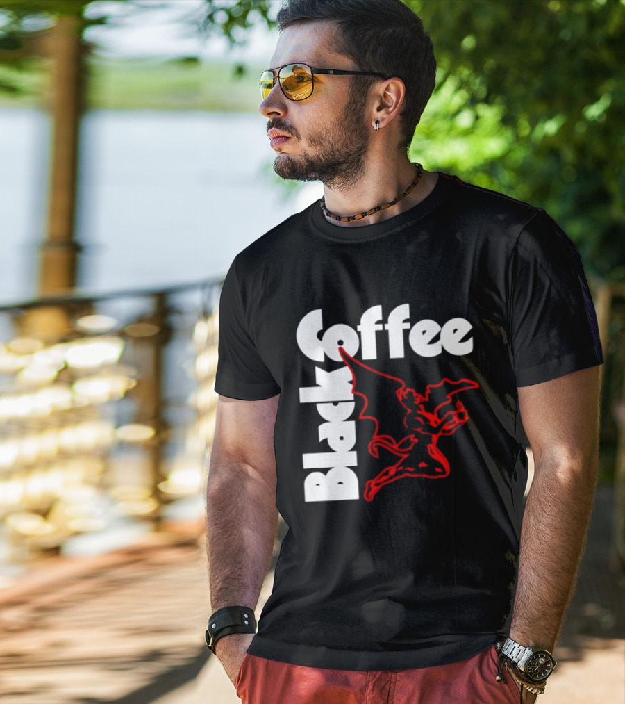 Black Coffee Devil Caffeine Drinking T-Shirt