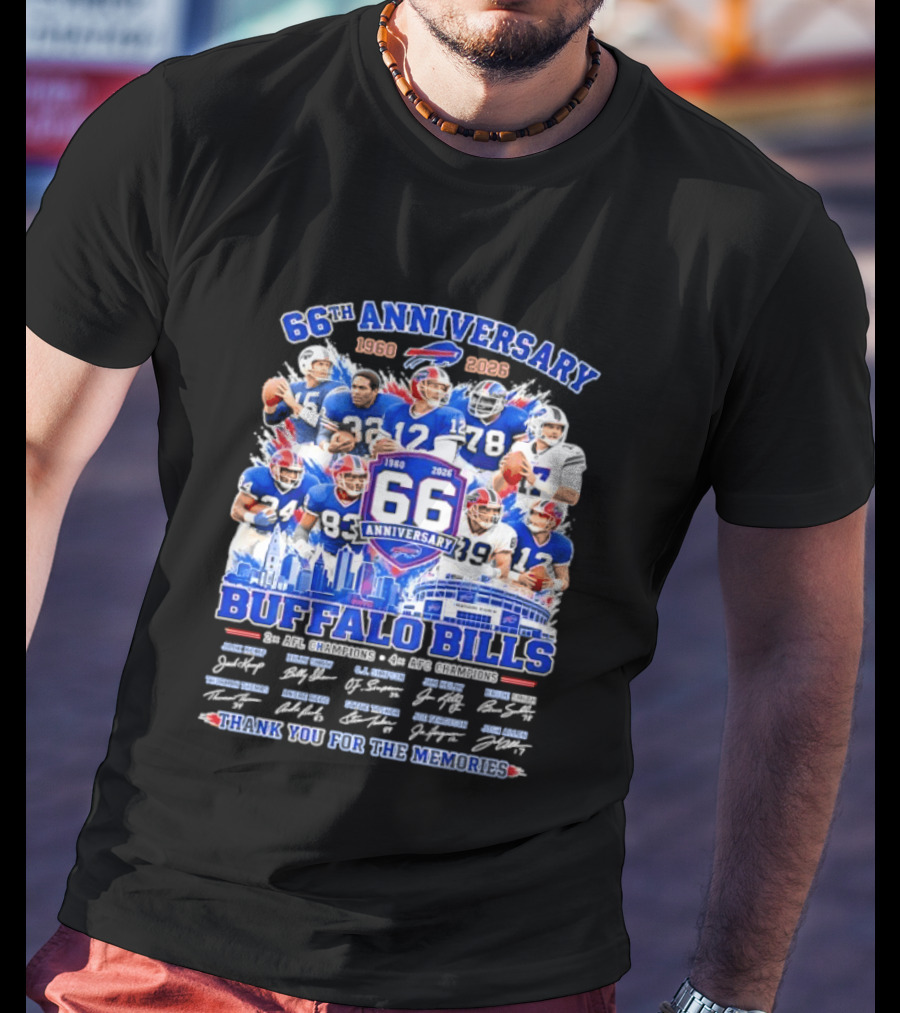 66th Anniversary Buffalo Bills 1960 2026 AFL Champions Thank You For The Memories T-Shirt