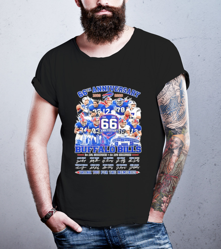 66th Anniversary Buffalo Bills 1960 2026 AFL Champions Thank You For The Memories T-Shirt