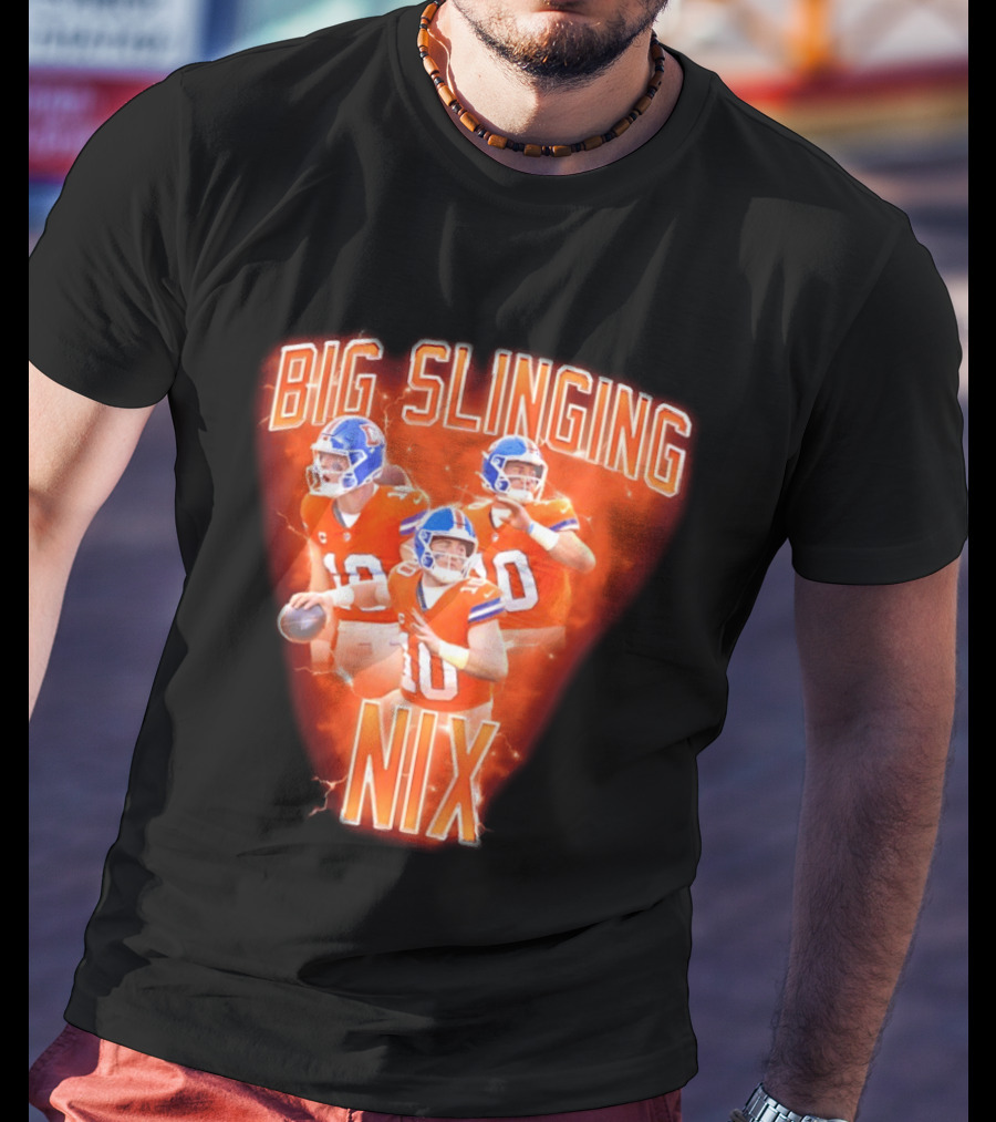 Denver Broncos Big Slinging Bo Nix Collage T-Shirt