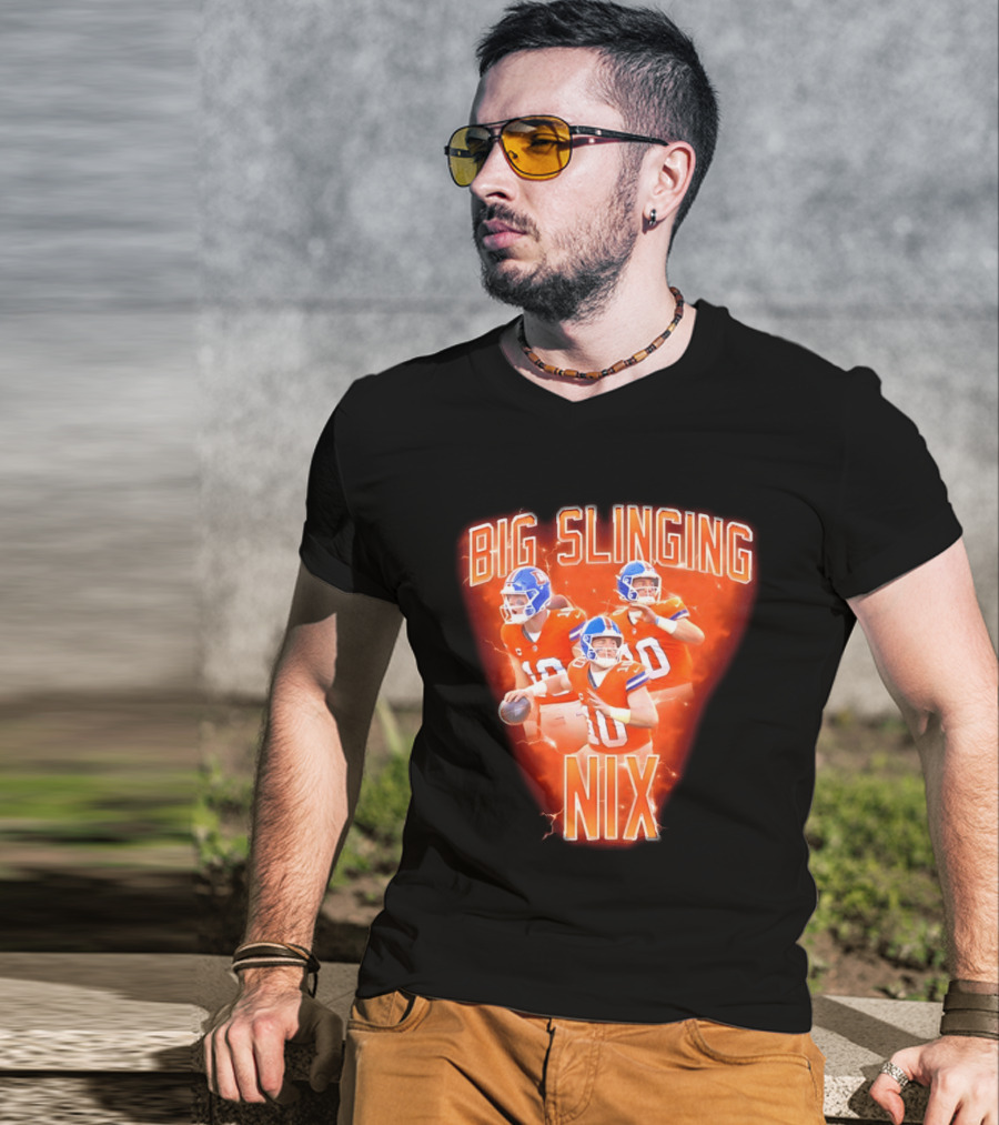 Denver Broncos Big Slinging Bo Nix Collage T-Shirt