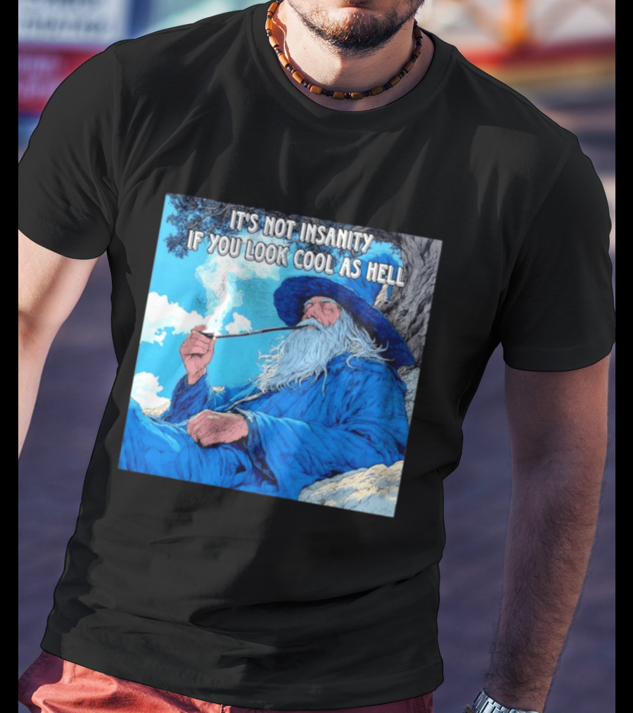 It's Not Insanity If You Look Cool As Hell Wizard Smoking Pipe T-Shirt