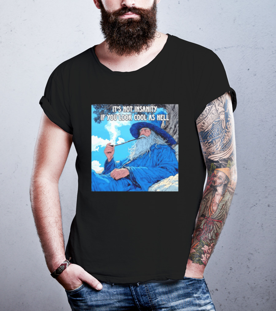 It's Not Insanity If You Look Cool As Hell Wizard Smoking Pipe T-Shirt