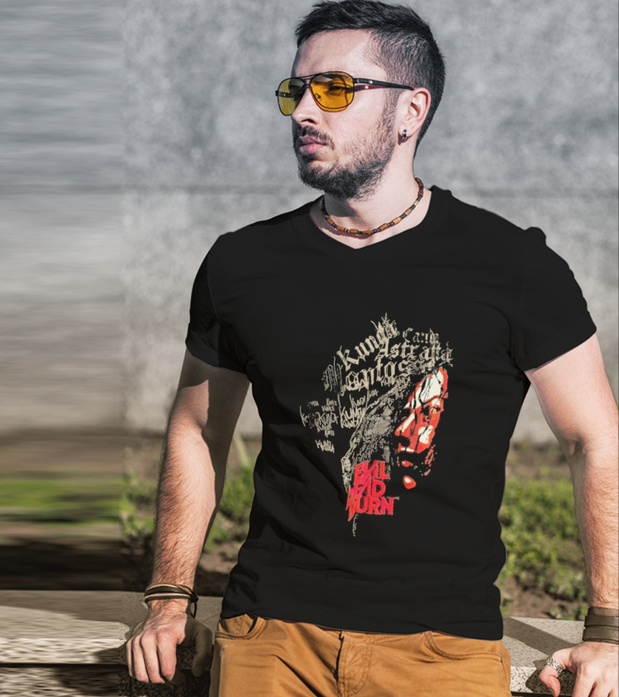 Kunda Astaroth Manto Satta Evil Dead Burn Face Typographic T-Shirt