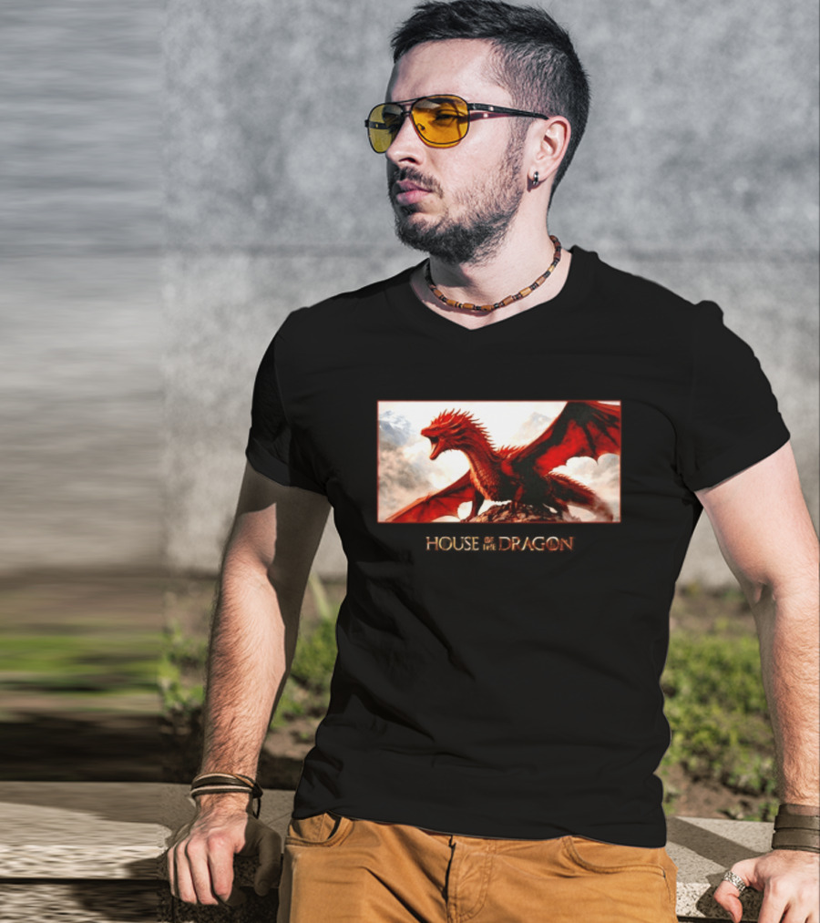 House Of The Dragon Caraxes War Memorial Mountains Scene T-Shirt