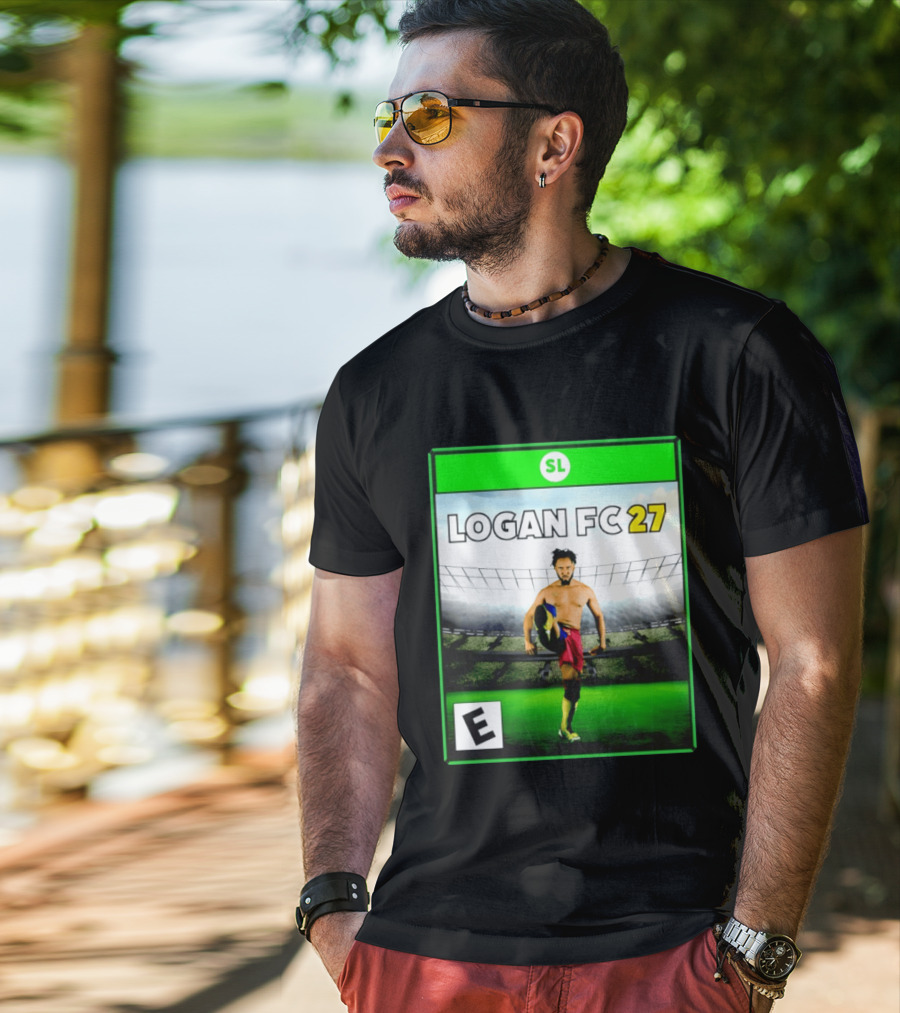 LOGAN FC 27 Soccer Game Box Art With Player In Stadium T-Shirt