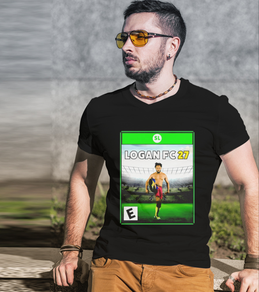 LOGAN FC 27 Soccer Game Box Art With Player In Stadium T-Shirt