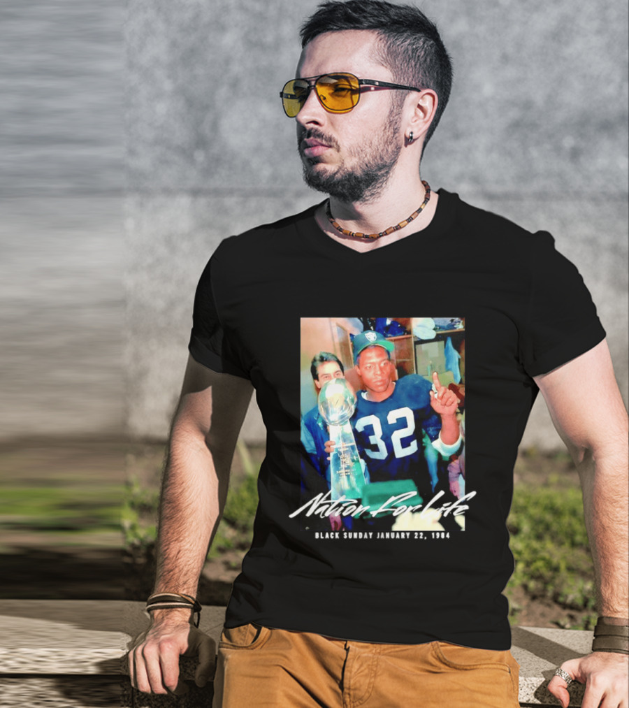Marcus Allen Nation For Life Black Sunday January 22 1984 T-Shirt