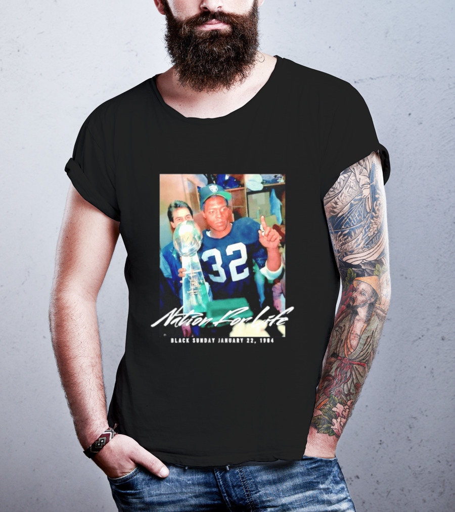 Marcus Allen Nation For Life Black Sunday January 22 1984 T-Shirt