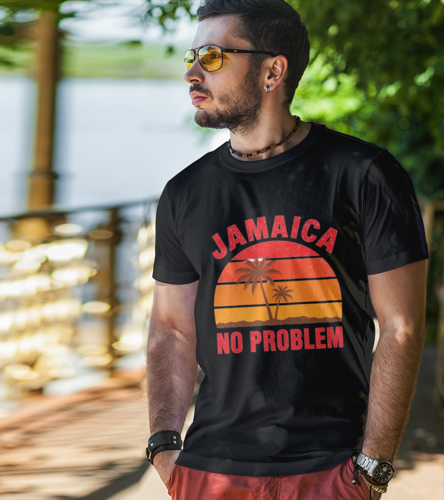 Jamaica No Problem Sunset Palm Trees Vintage Island Vibes T-Shirt