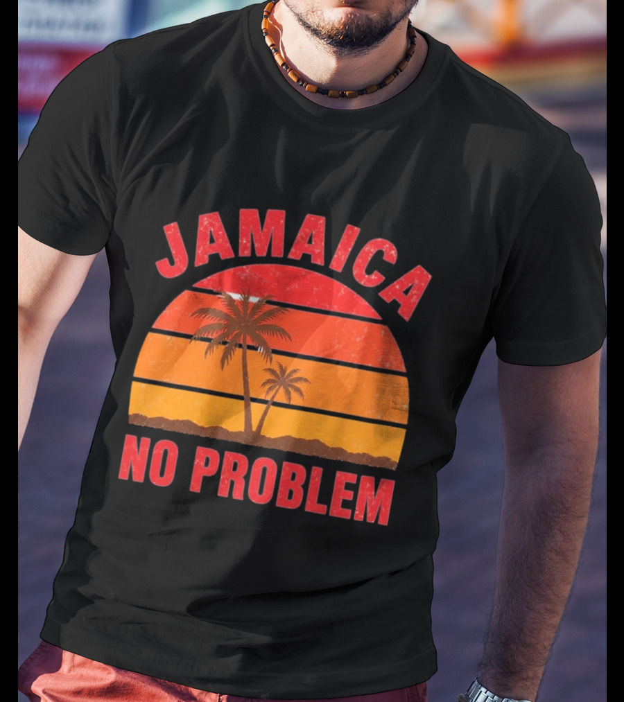 Jamaica No Problem Sunset Palm Trees Vintage Island Vibes T-Shirt