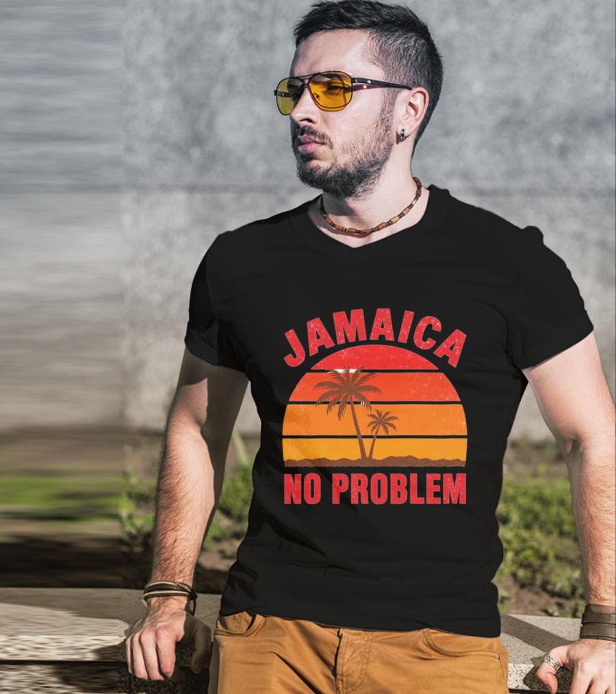 Jamaica No Problem Sunset Palm Trees Vintage Island Vibes T-Shirt