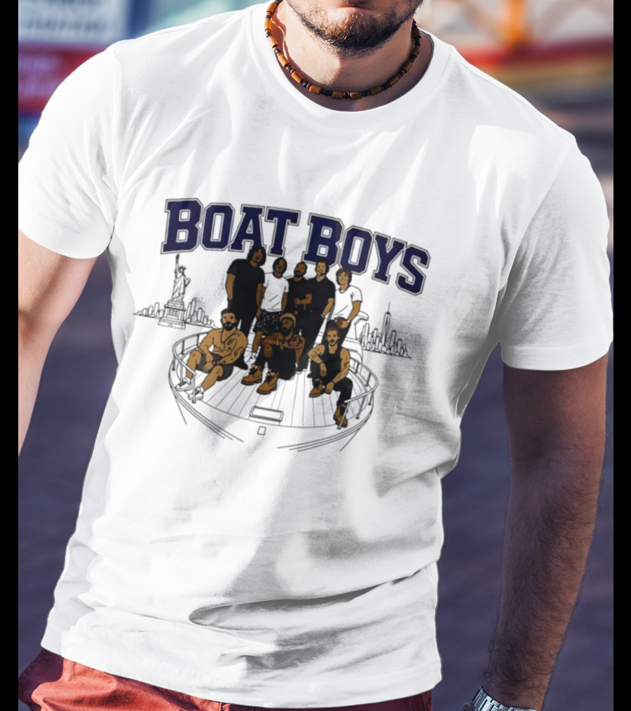 Boat Boys New York City Skyline Statue Of Liberty Group Giants T-Shirt
