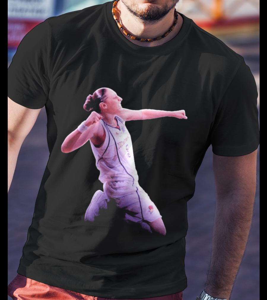 Taurasi Number 5 White Jersey Phoenix Mercury Victory Pose T-Shirt