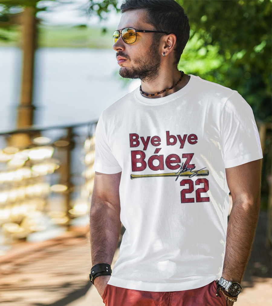Bye Bye Báez St. Louis Cardinals MLB 2026 Number 22 Baseball Bat Signature T-Shirt