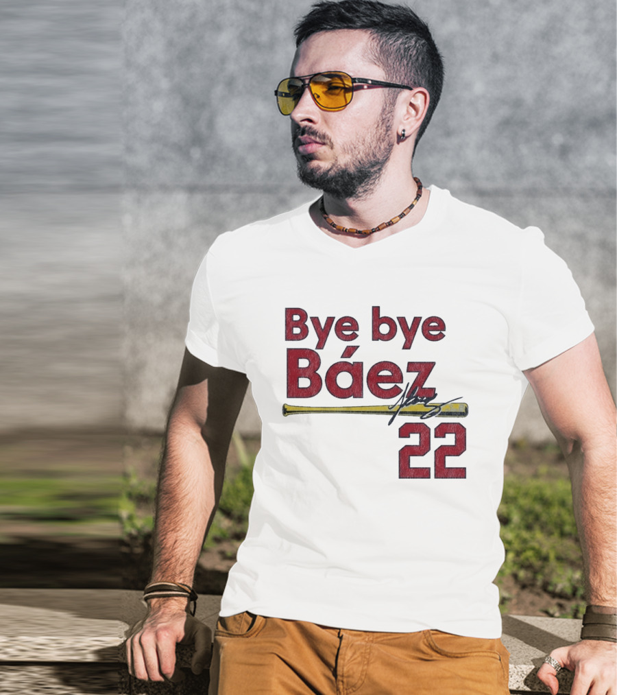 Bye Bye Báez St. Louis Cardinals MLB 2026 Number 22 Baseball Bat Signature T-Shirt