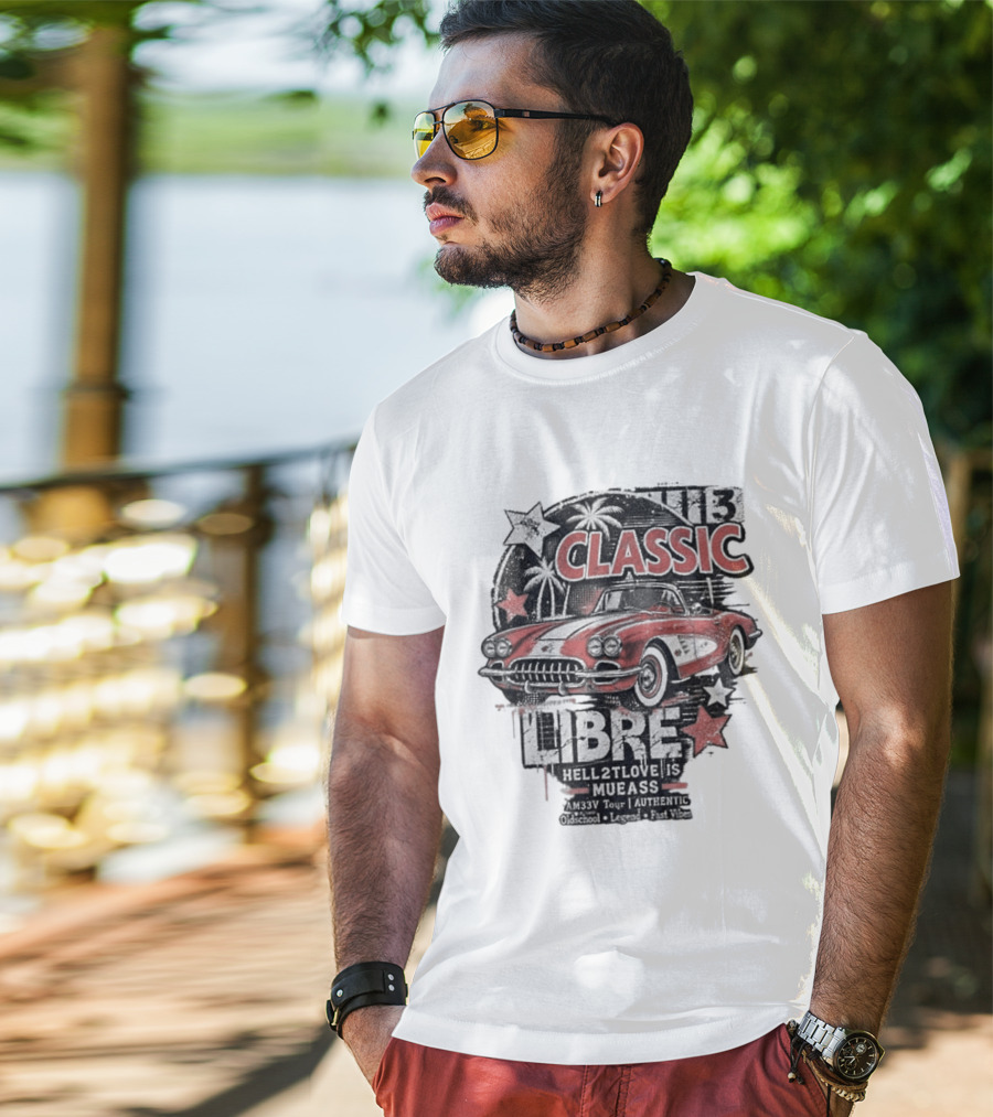 Classic Muscle Car Palm Tree Libre Americana Oldschool Legend Fast Vibes T-Shirt