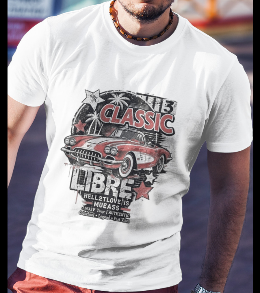 Classic Muscle Car Palm Tree Libre Americana Oldschool Legend Fast Vibes T-Shirt