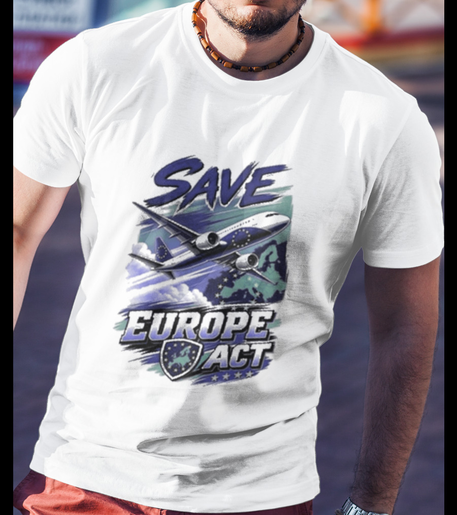 Save Europe Act 2026 Airplane Map Stars T-Shirt