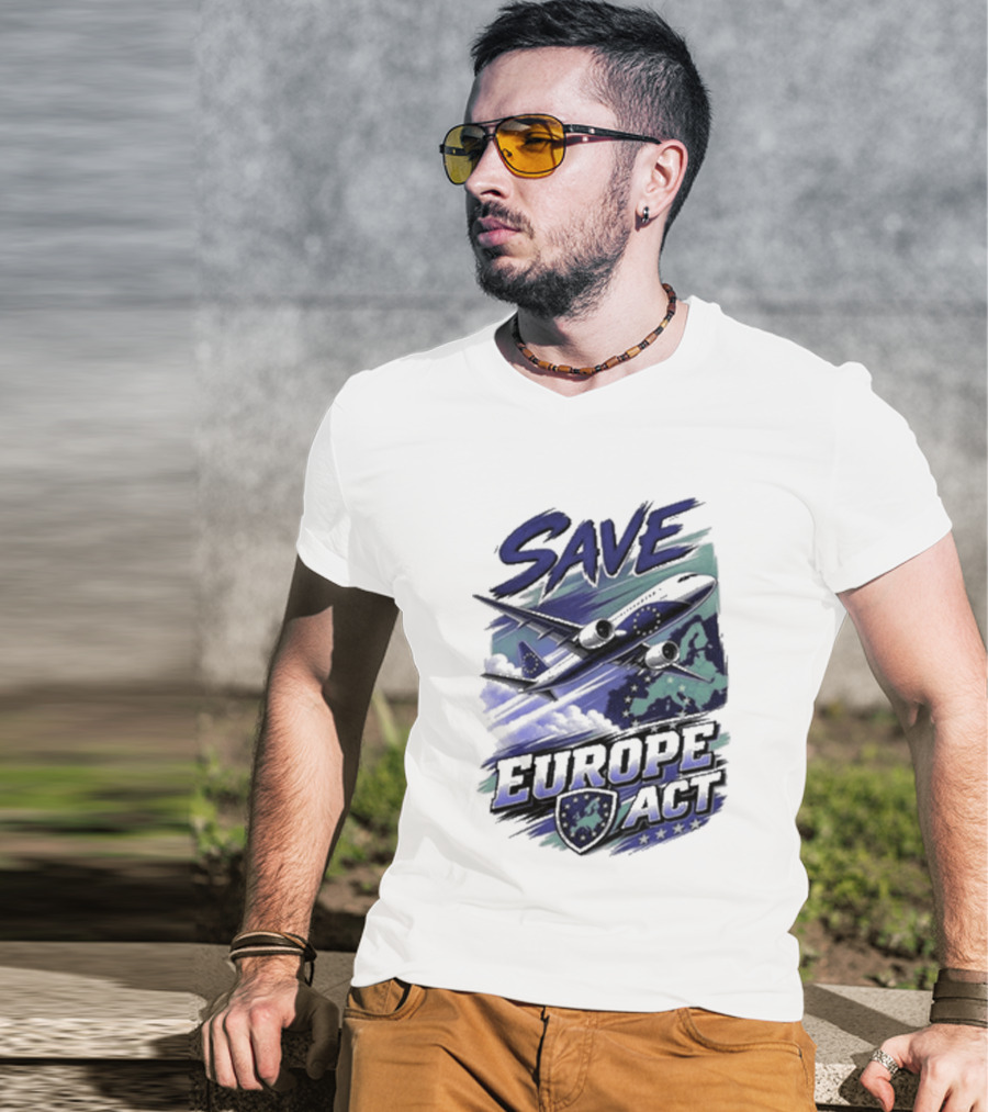 Save Europe Act 2026 Airplane Map Stars T-Shirt