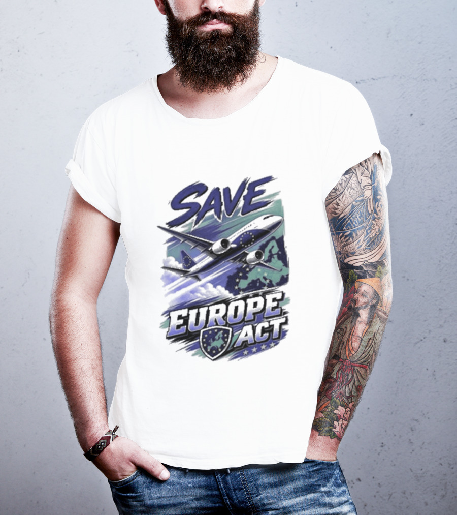 Save Europe Act 2026 Airplane Map Stars T-Shirt