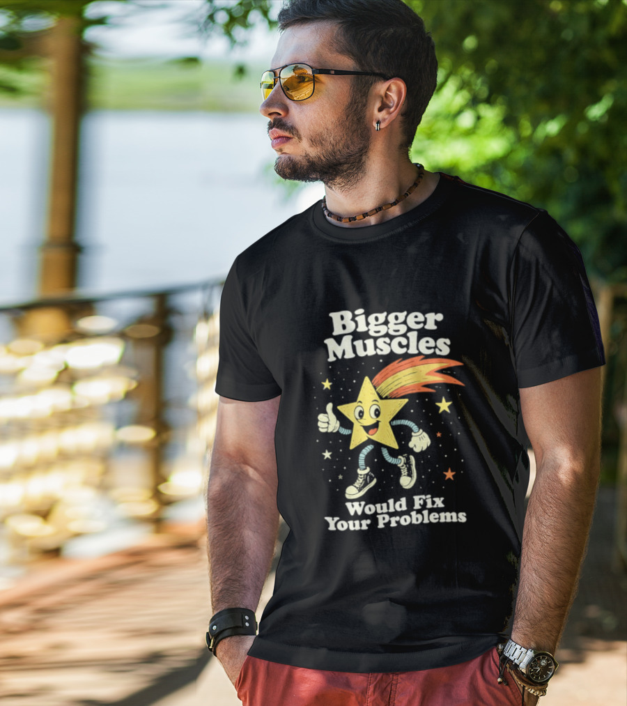 Bigger Muscles Star Cartoon Thumbs Up Encouragement T-Shirt