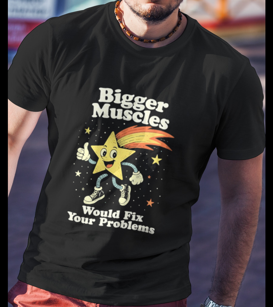 Bigger Muscles Star Cartoon Thumbs Up Encouragement T-Shirt