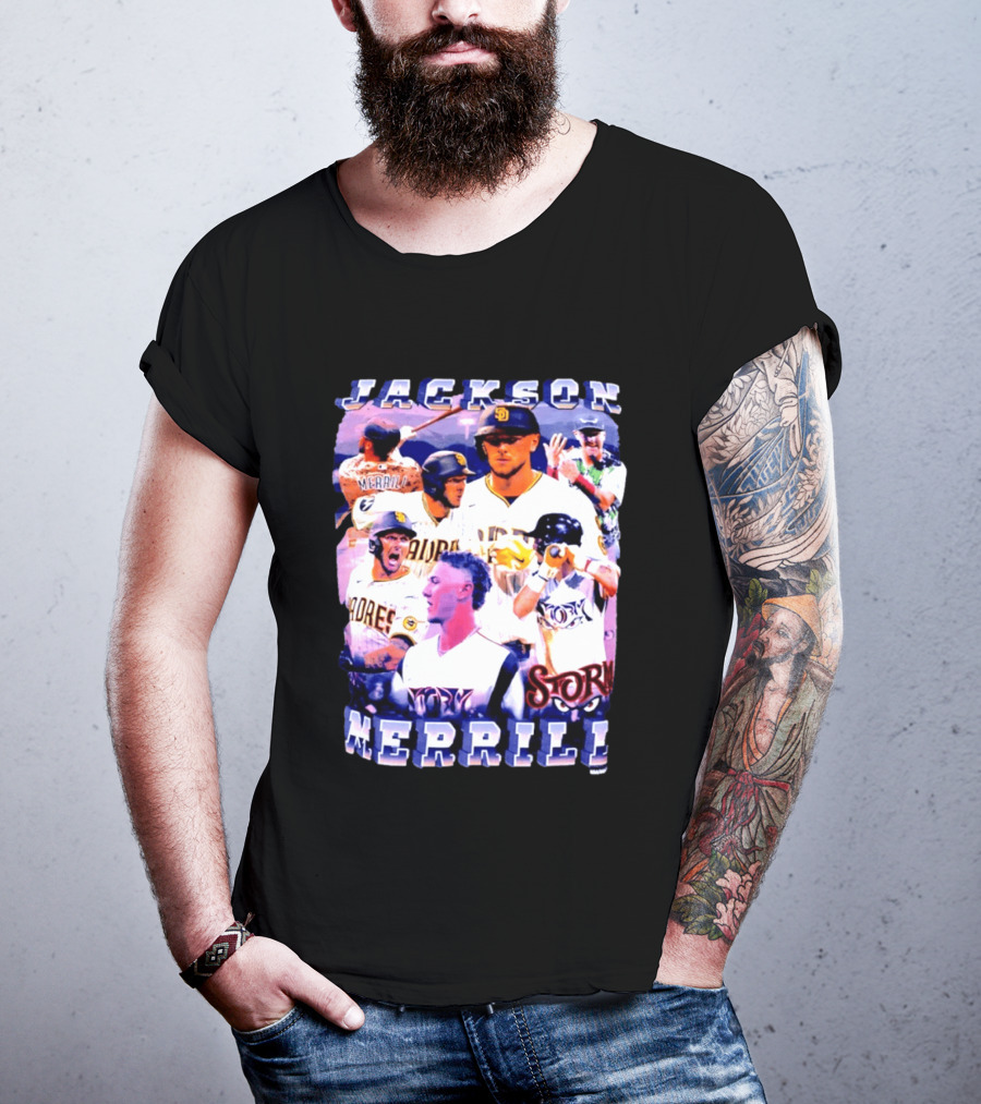 Jackson Merrill Padres Storm Baseball Collage San Diego T-Shirt