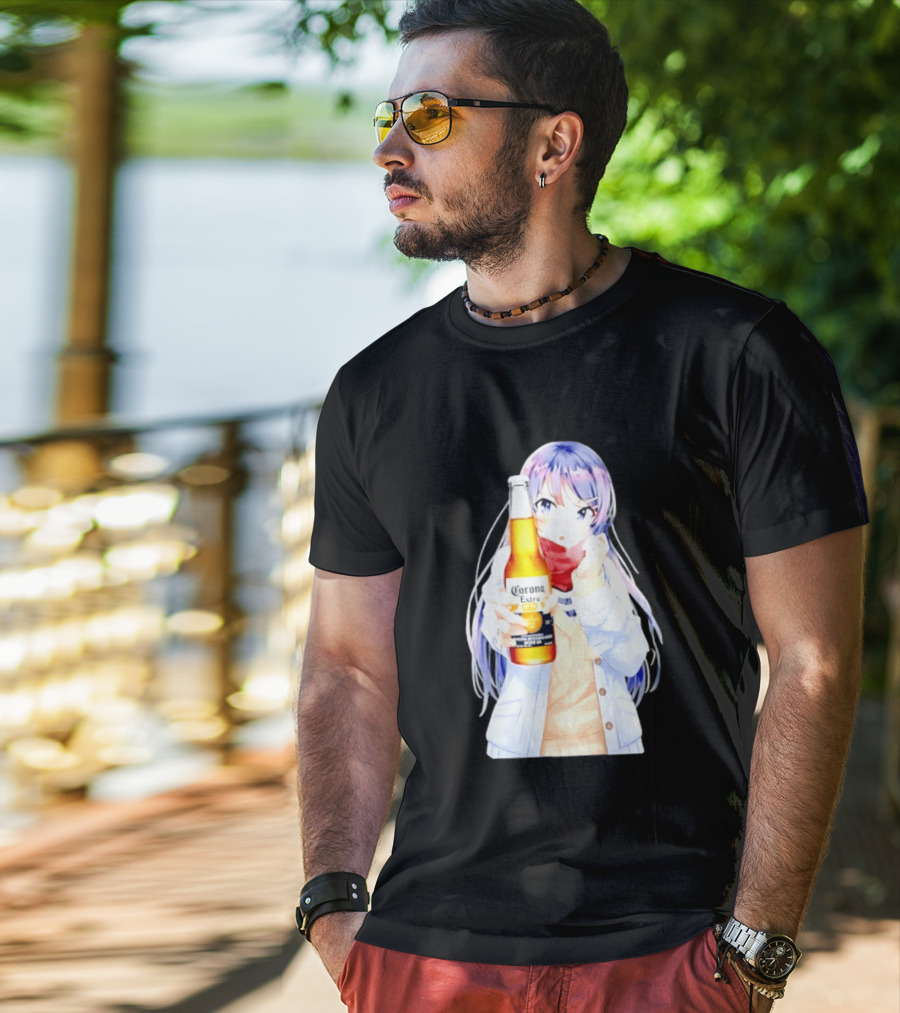 Mai Sakurajima Holding Corona Extra Rascal Does Not Dream Of Bunny Girl Senpai Anime T-Shirt
